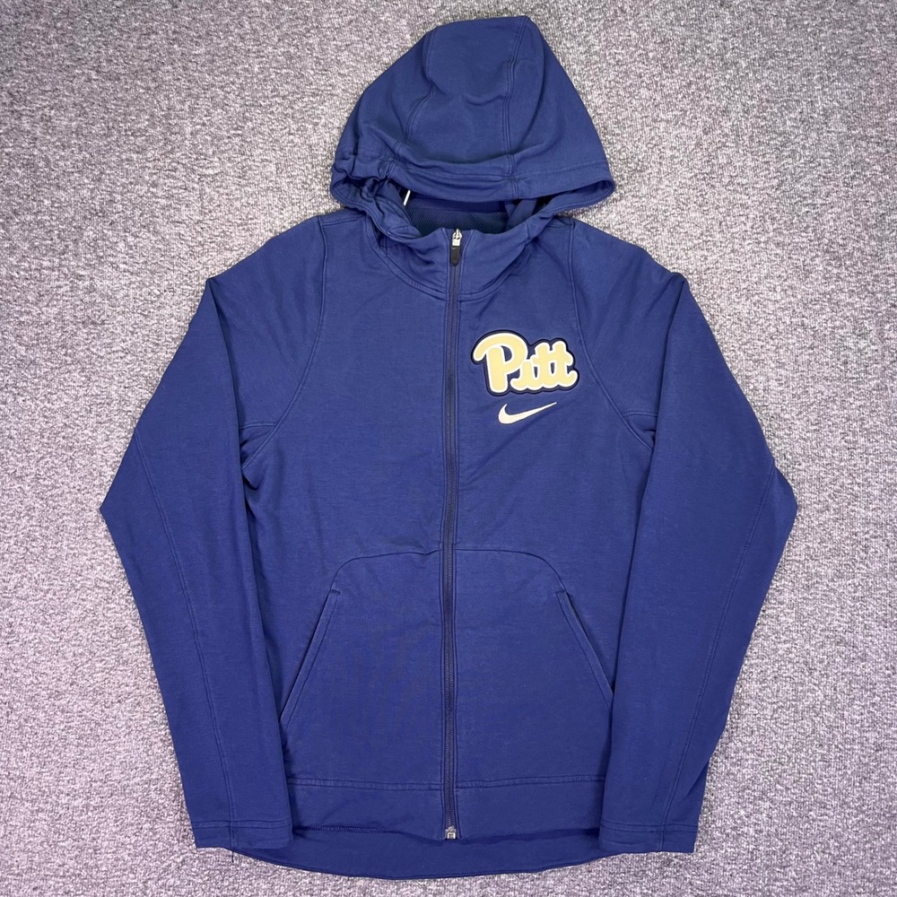 Nike Pitt Panthers Hoodie Mens S Blue Full Zip Dri-FIT Athletic Jacket Swoosh